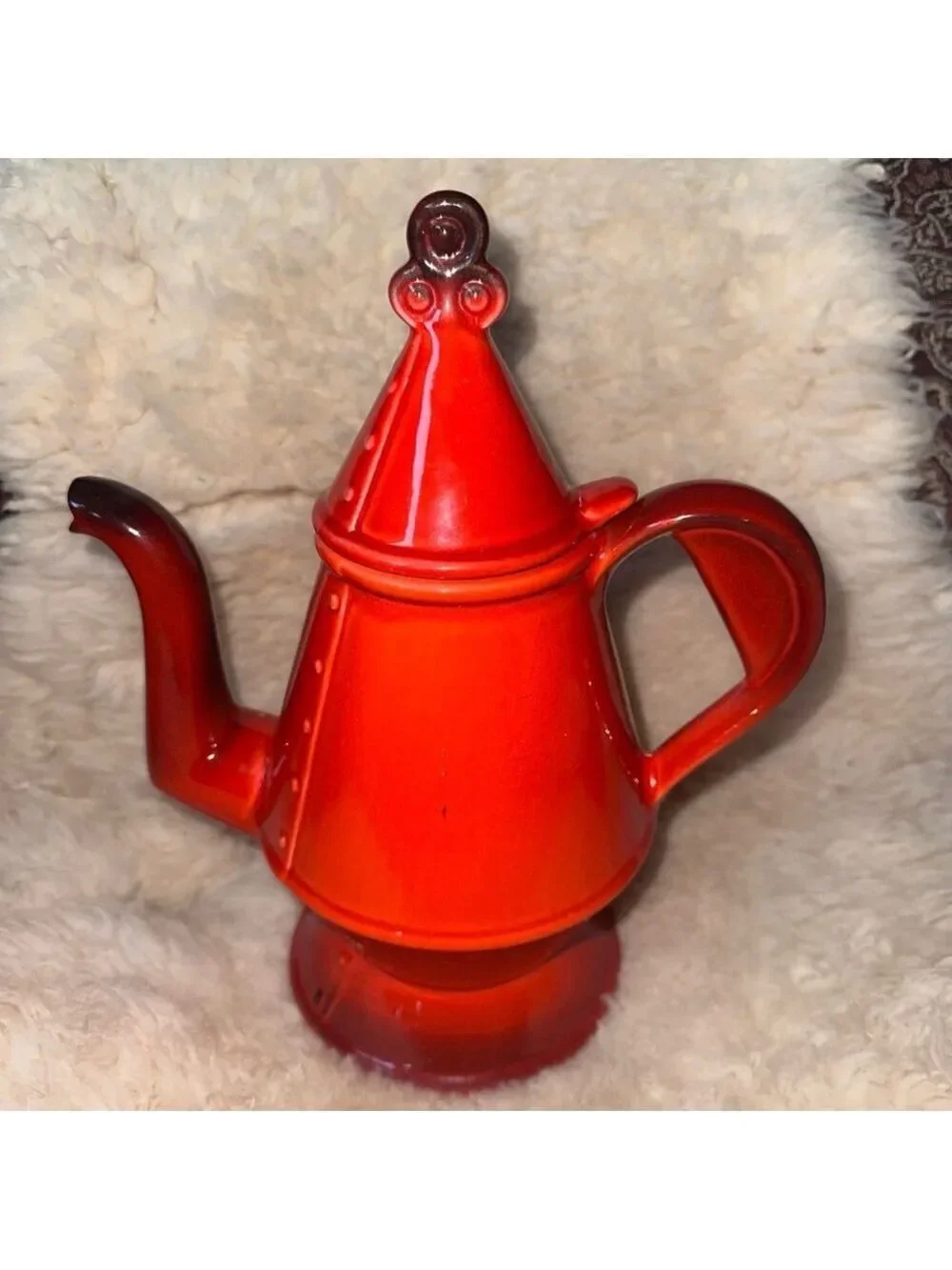 Vintage Metlox Poppytrail Red Rooster Coffee Tea Pot with Lid MCM Retro
